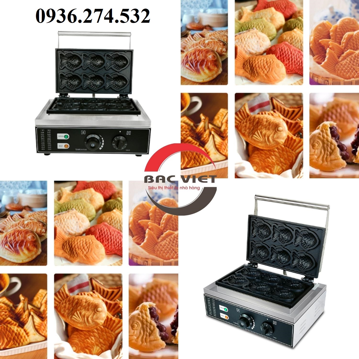 Máy làm bánh cá Taiyaki 6 con nhỏ - bảo hành 12 tháng