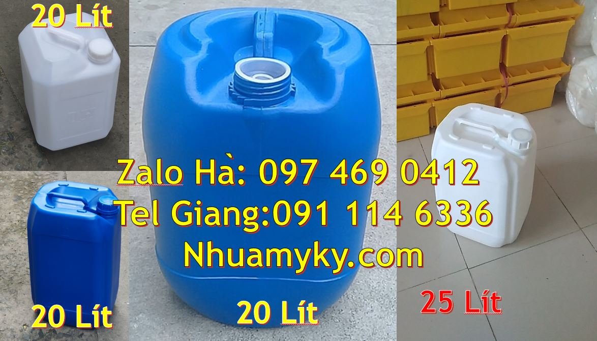 Bán can nhựa 18l có nắp thoát khí,can nhựa 25l vuông xanh đựng thực ph