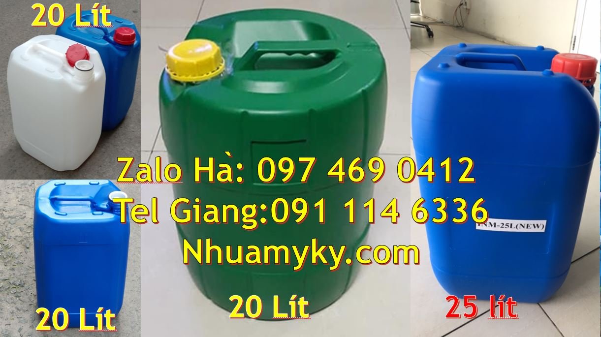 Bán can nhựa 18l có nắp thoát khí,can nhựa 25l vuông xanh đựng thực ph