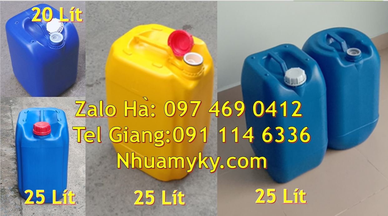 Bán can nhựa 18l có nắp thoát khí,can nhựa 25l vuông xanh đựng thực ph