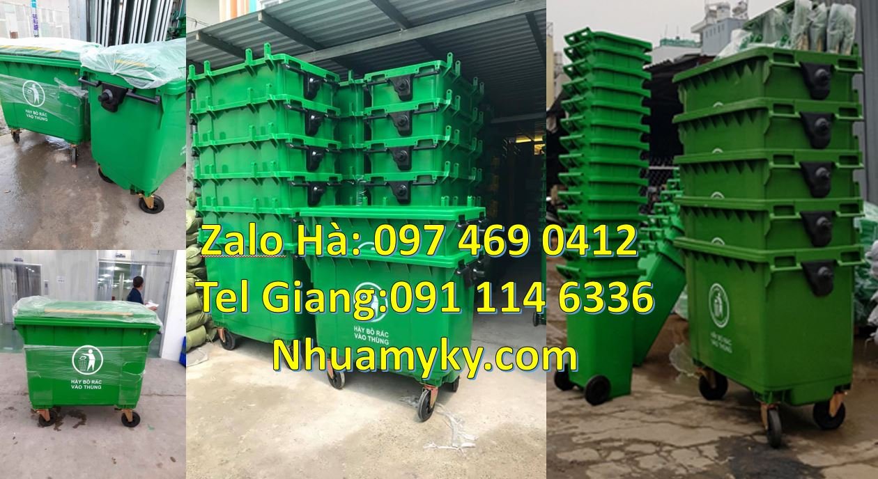 Bán xe thu gom rác 660l có tay đẩy, xe thu gom rác 1000l 4 bánh xe mới