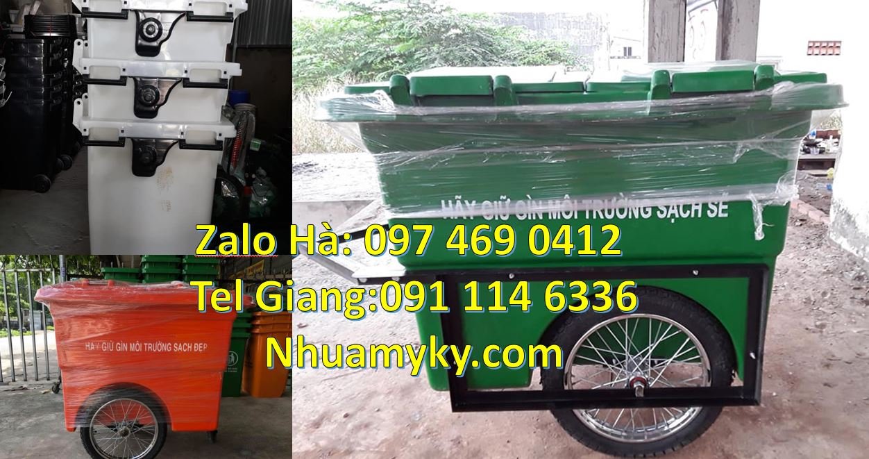 Bán xe thu gom rác 660l có tay đẩy, xe thu gom rác 1000l 4 bánh xe mới