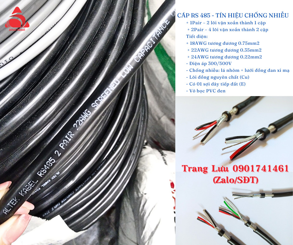 cáp RS 485 2 pair 18awg tại Đà Nẵng, Hà Nội, HCM