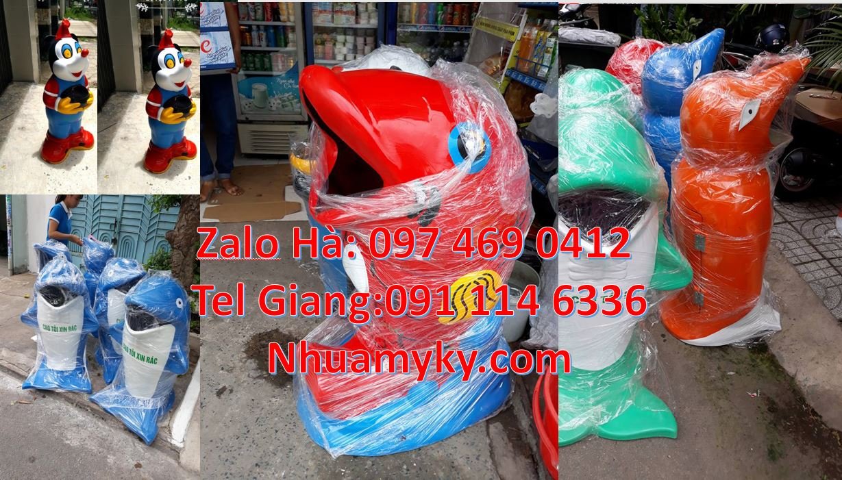 Bán thùng rác hình con gấu trúc giá rẻ,thùng rác hình con vật ngộ nghi