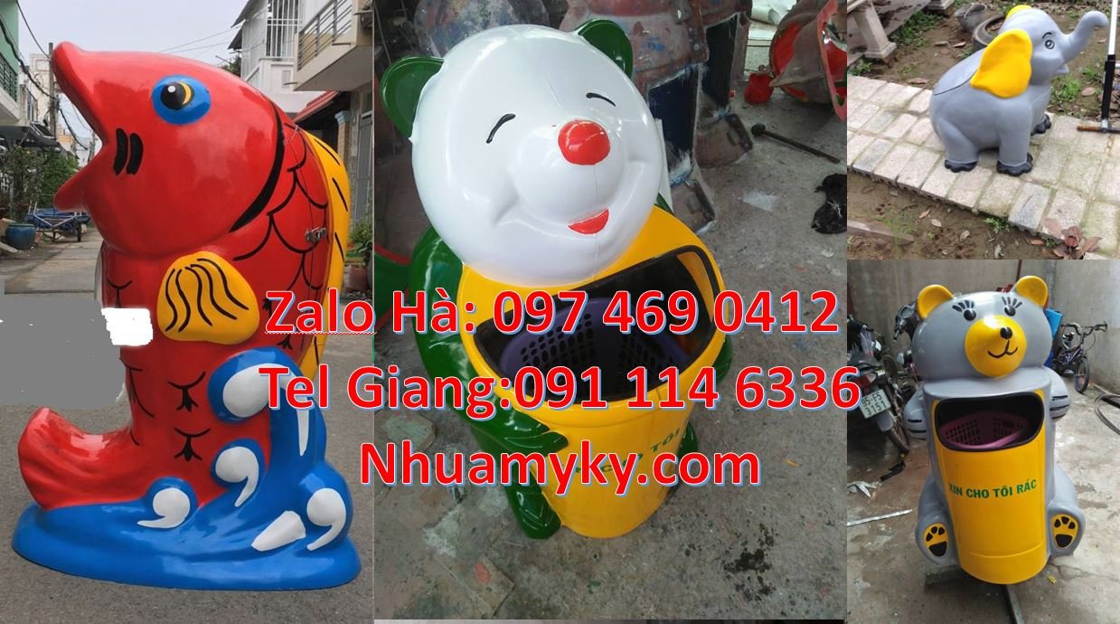 Bán thùng rác hình con gấu trúc giá rẻ,thùng rác hình con vật ngộ nghi