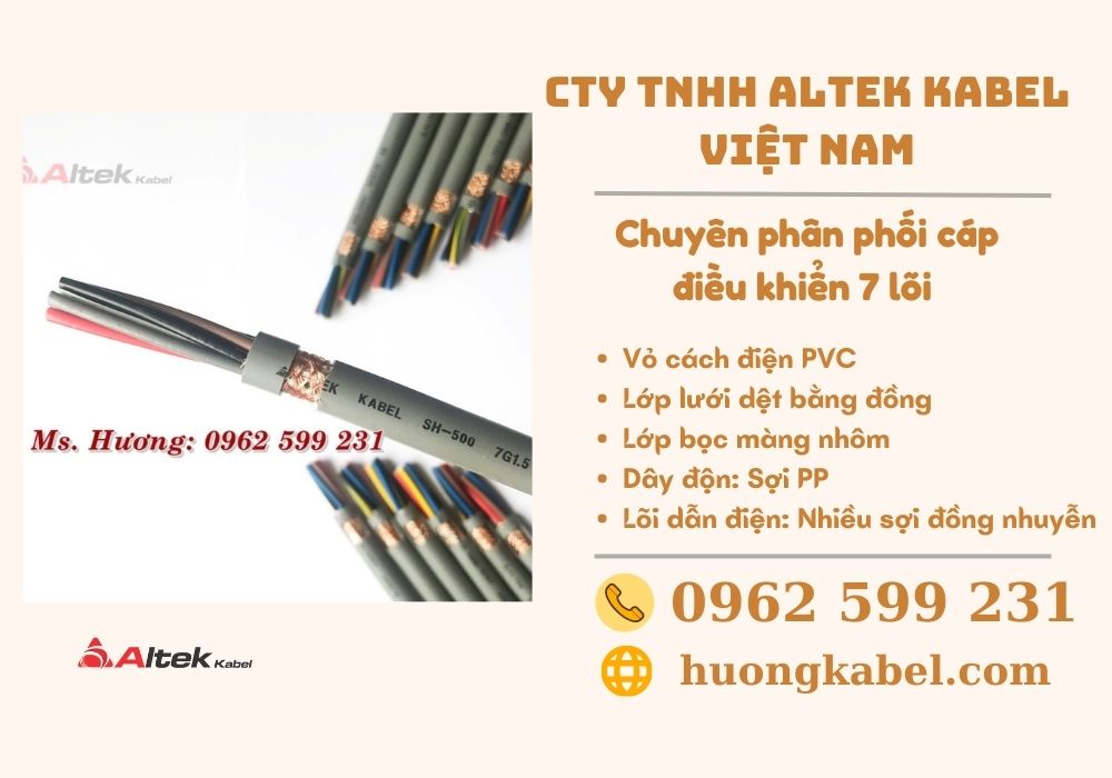 Cáp điều khiển 7 lõi Altek kabel 0.5, 0.75, 1.0, 1.5 mm2