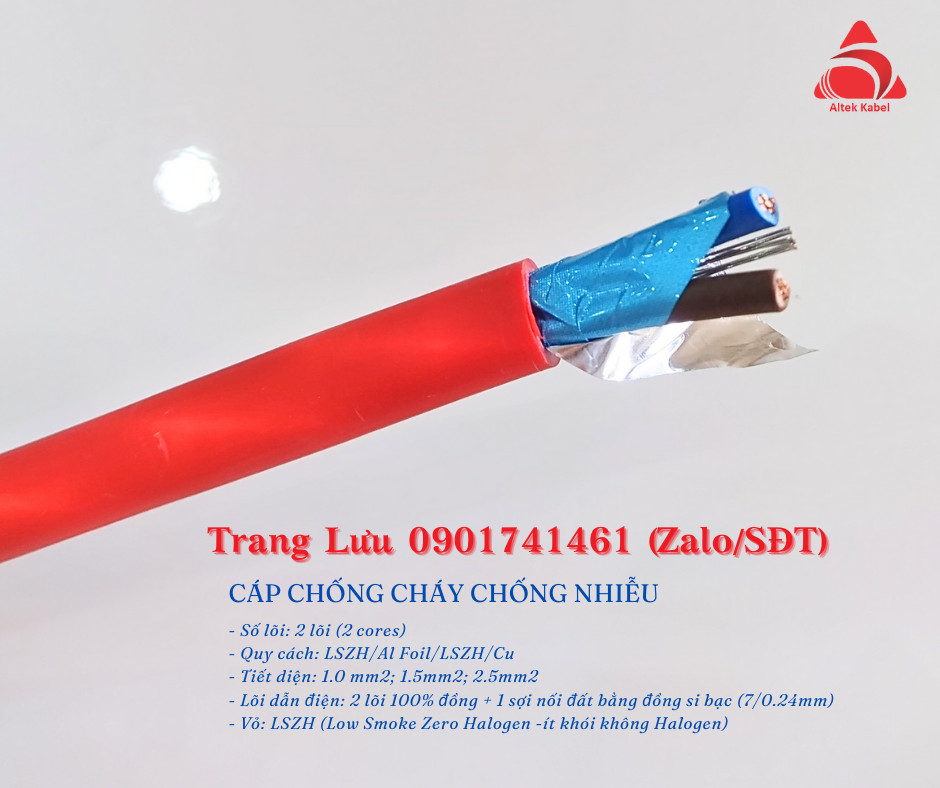 Cáp chống cháy chống nhiễu FR 2x1.5mm2 tại Đà Nẵng