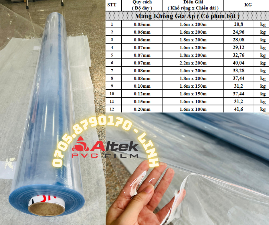 Bán Màng Nhựa PVC Dẻo Trong Suốt Có Bột tại Tp.HCM