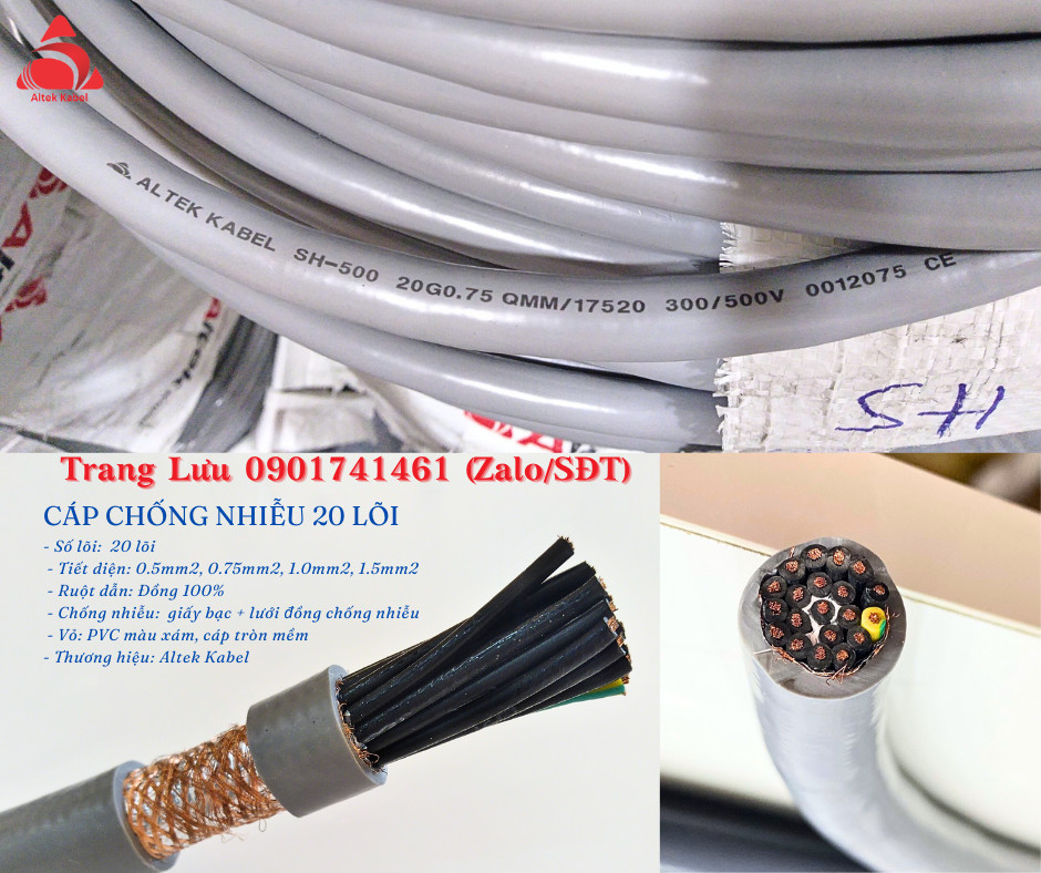 Cáp điều khiển 20 lõi chống nhiễu tín hiệu cực tốt