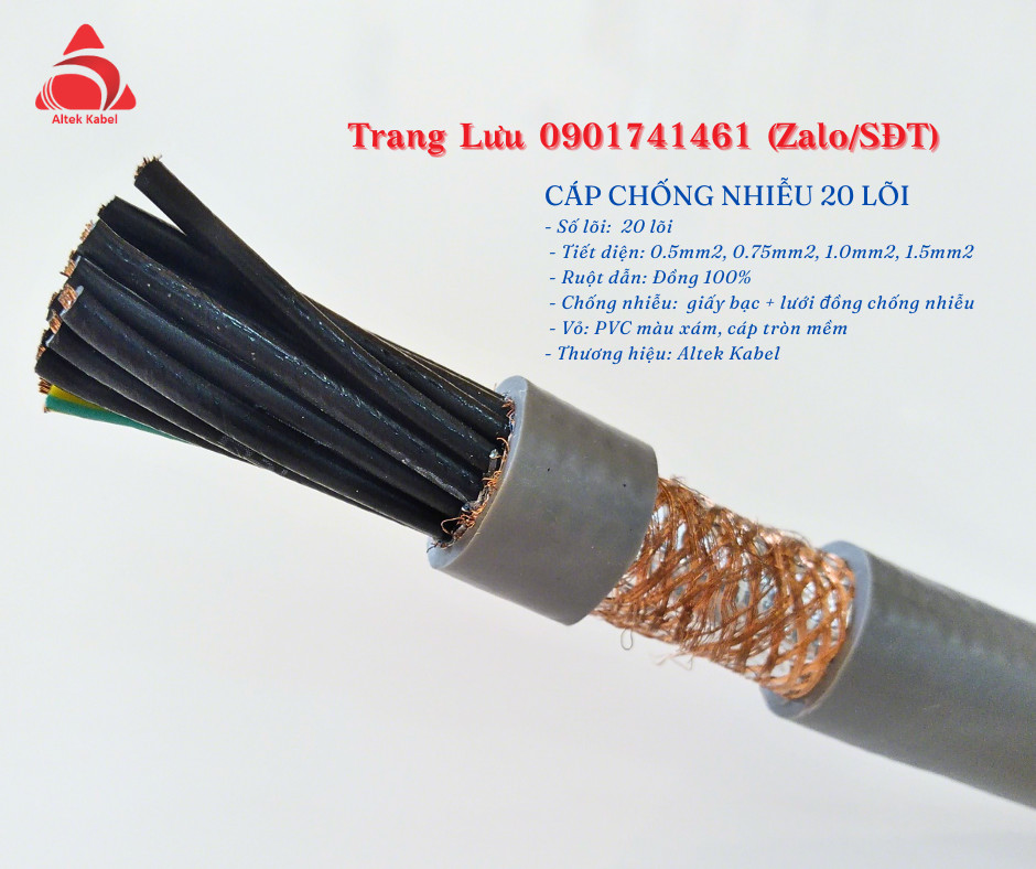 Cáp điều khiển 20 lõi chống nhiễu tín hiệu cực tốt