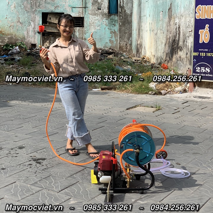 Máy phun thuốc gắn rulo cuốn dây GX35 bảo hành 12 tháng