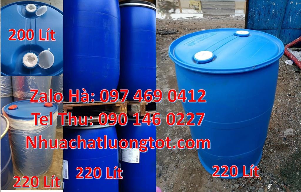 Bán thùng phuy nhựa tròn 220l màu xanh nắp đậy,thùng phuy nhựa 50l re