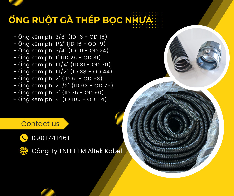 Ống ruột gà thép bọc nhựa 1 1/4 inch (phi 39)