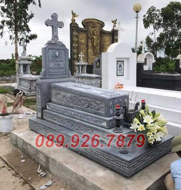 Mộ tam cấp - mẫu mộ đá tam cấp có mái đẹp bán Bến Tre