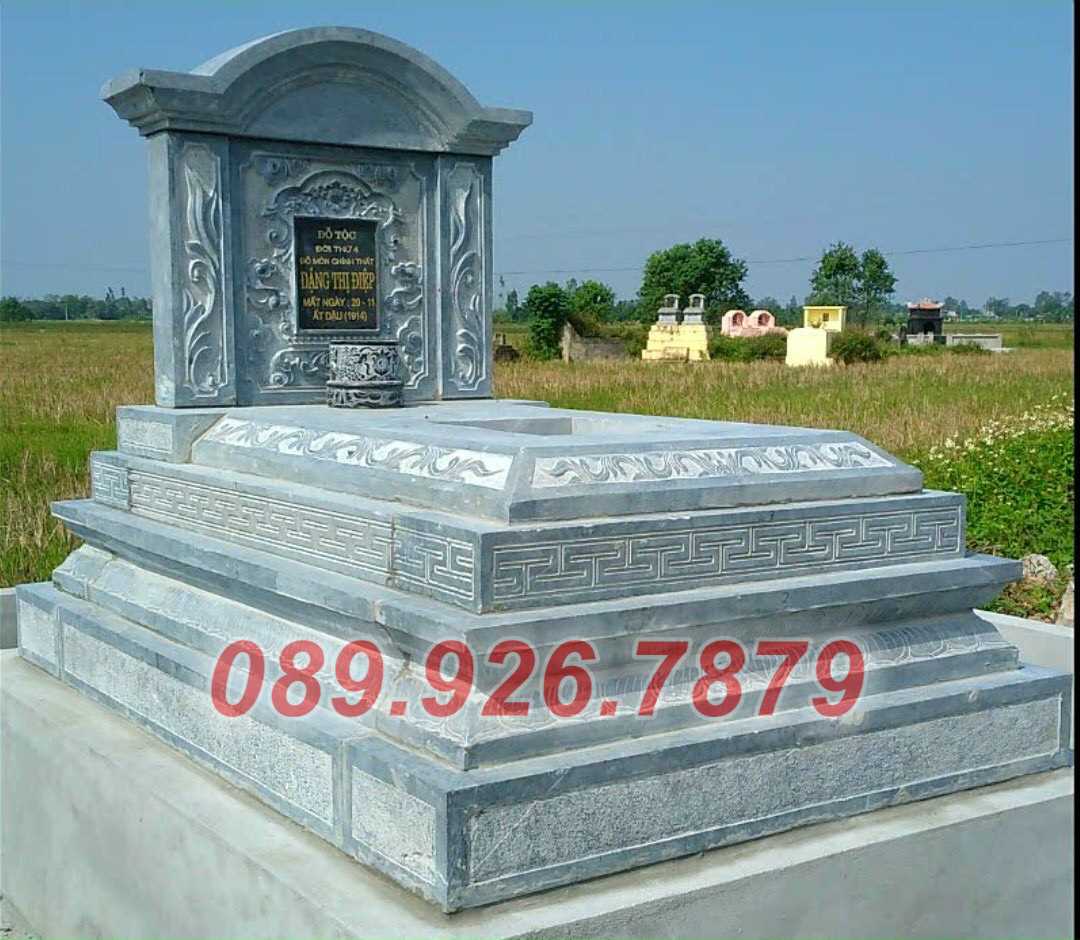 Mộ địa táng - An Giang bán sẵn mẫu mộ bằng đá nguyên khối xanh rêu