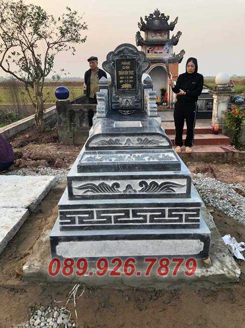 Mộ 2 mái - Mẫu mộ đá tam cấp có mái che đep bán Khánh Hòa