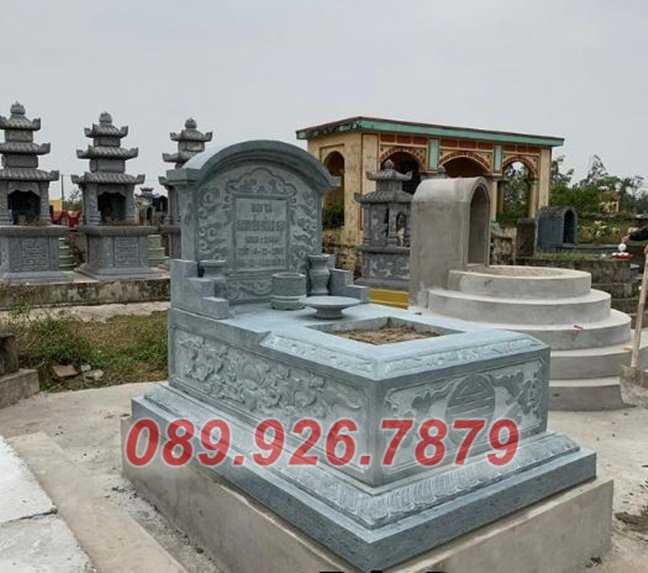 Mộ đá nguyên khối - Mẫu mộ đá tự nhiên xanh rêu, xanh đen bán Củ Chi