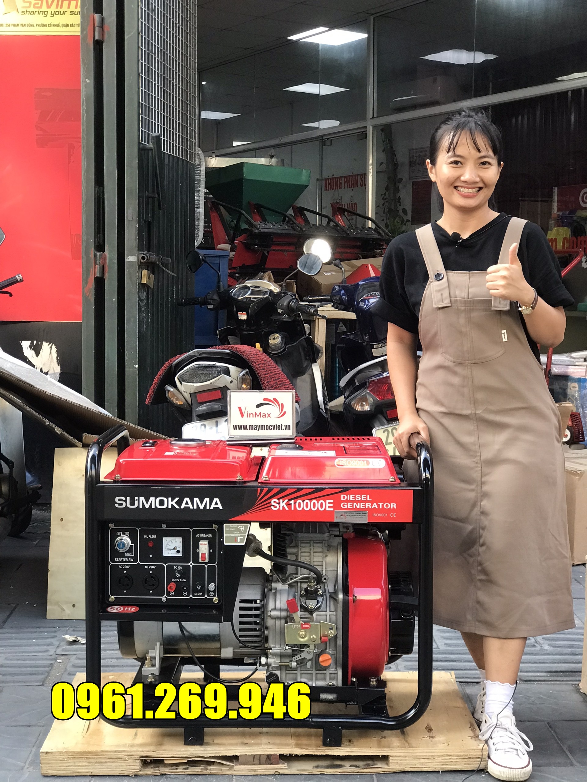 Máy phát điện chạy dầu 7Kw Sumokama SK10000E đề điện acquy