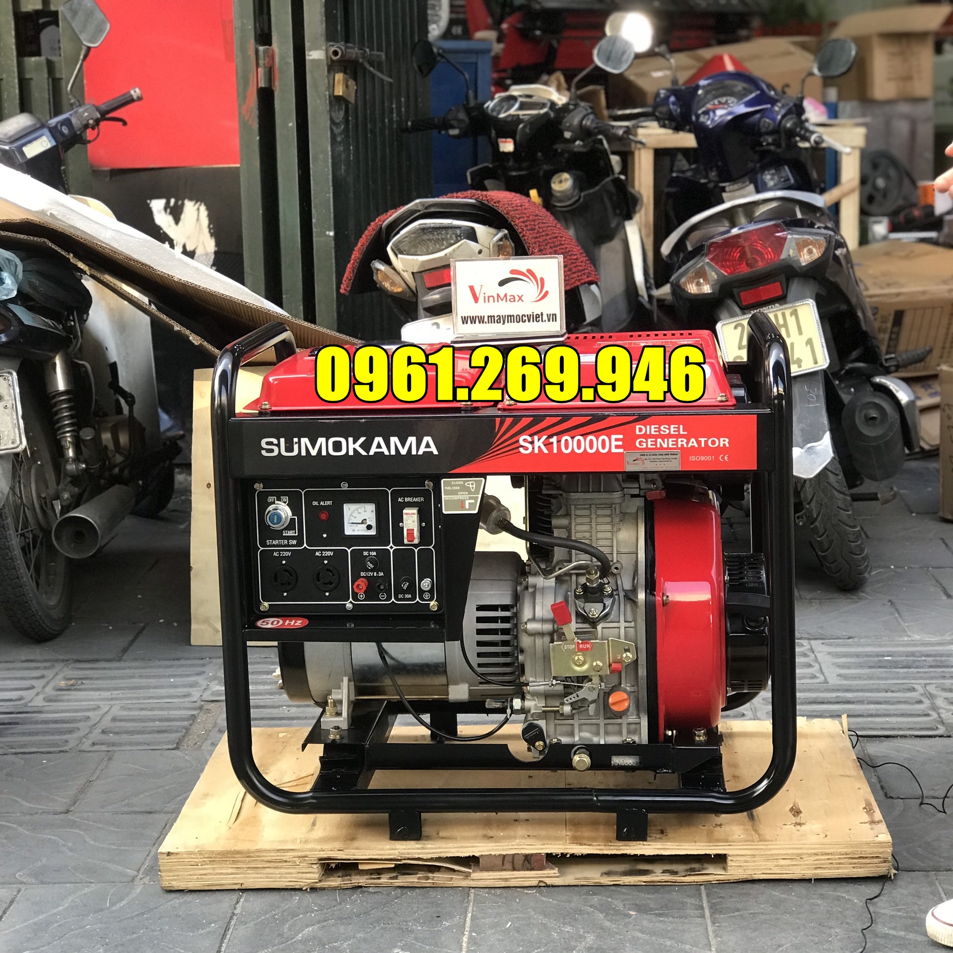 Máy phát điện chạy dầu 7Kw Sumokama SK10000E đề điện acquy