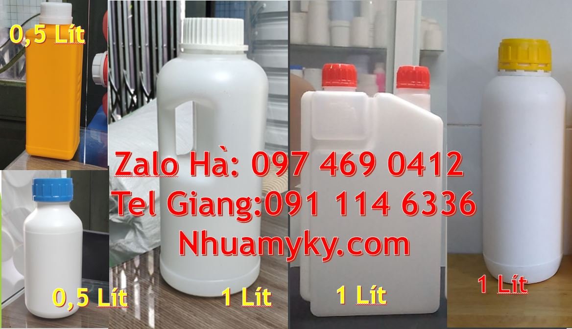 Bán chai nhựa 1 lít có nắp thoát khí màu trắng,chai nhựa 0.5l đựng dầu