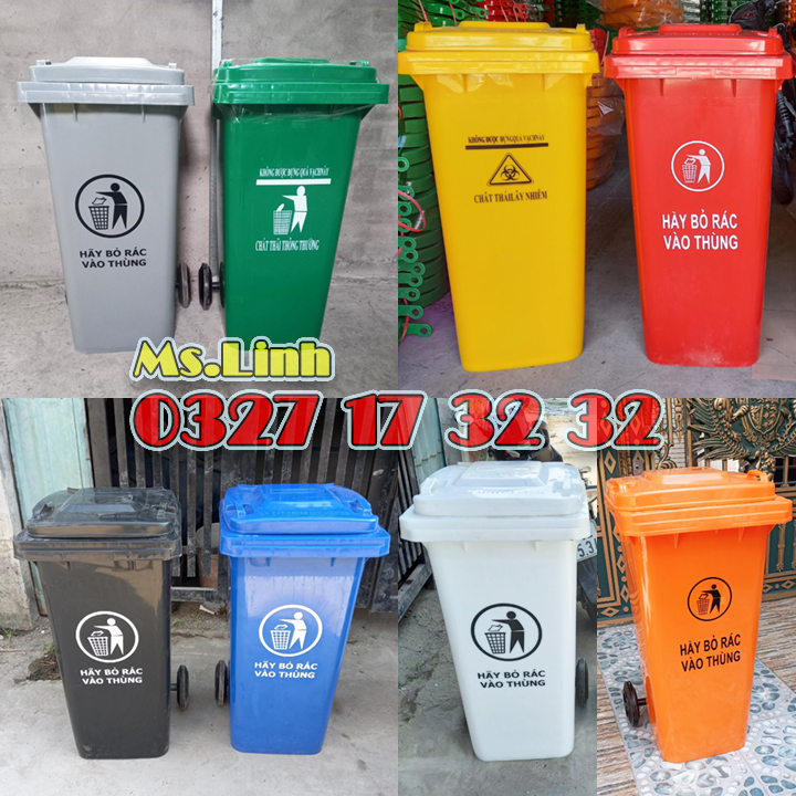 Thùng rác 120 lít nhựa HDPE có bánh xe Minh KHang