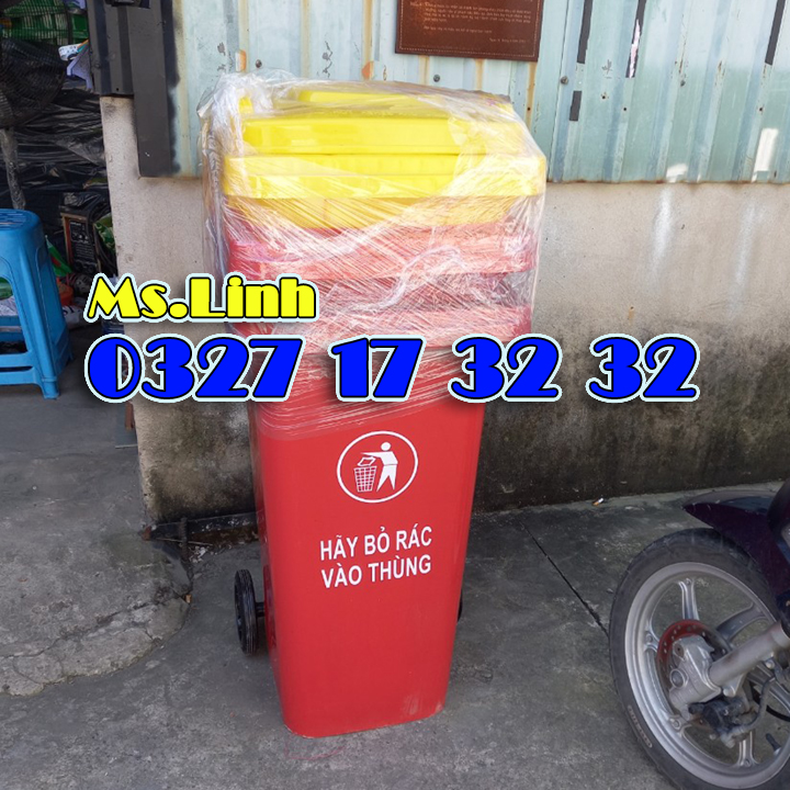 Thùng rác 120 lít nhựa HDPE có bánh xe Minh KHang