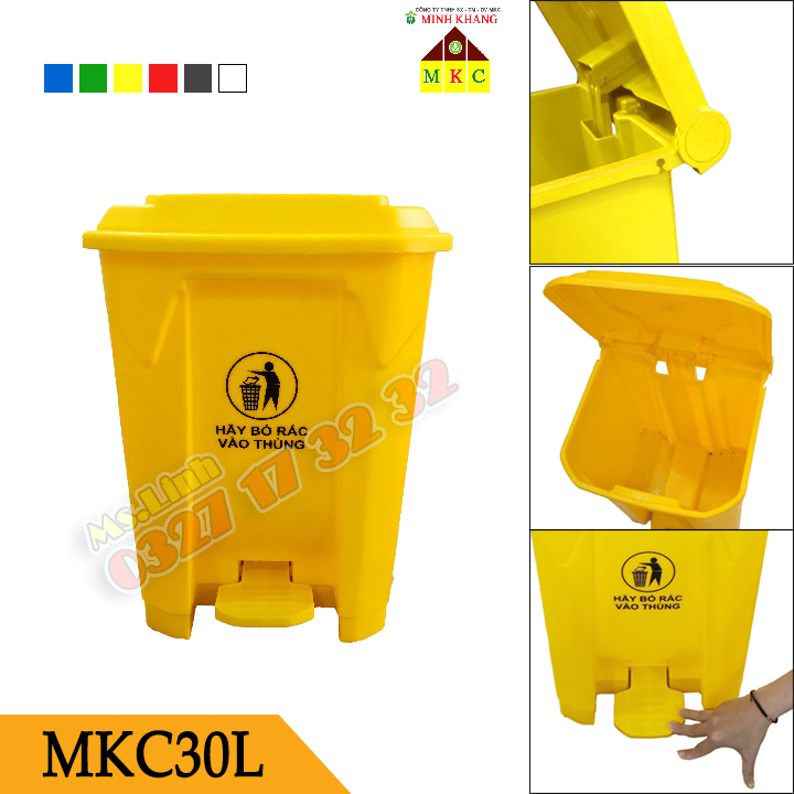 Thùng rác nhựa 30 lít đạp chân gia đình nhập khẩu Minh Khang