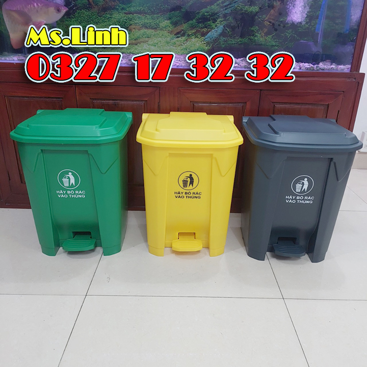 Thùng rác nhựa 30 lít đạp chân gia đình nhập khẩu Minh Khang