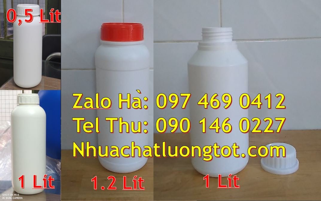 Bán chai nhựa 1 lít có nắp thoát khí màu trắng,chai nhựa 0.5l đựng dầu
