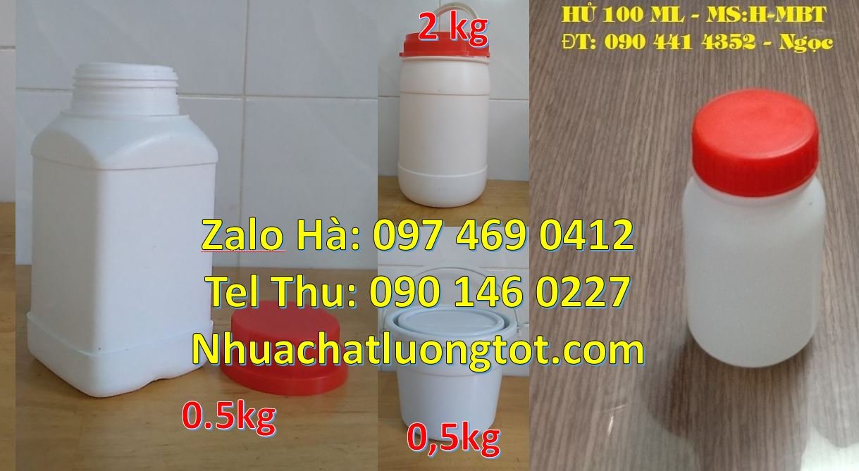 Bán hũ nhựa trắng 500ml có nắp vặn,hũ nhựa 1.5kg nắp vặn đựng hóa chất