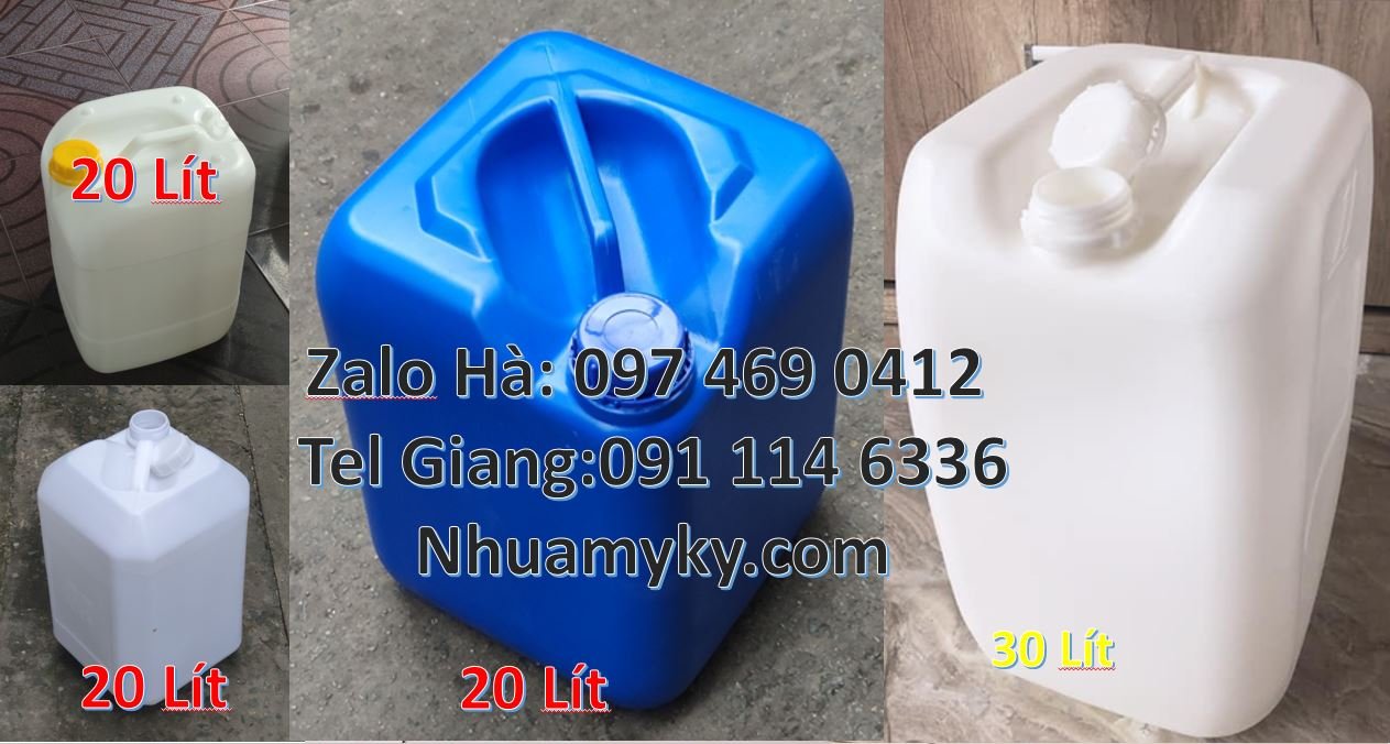 Bán can nhựa 18l có nắp thoát khí,can nhựa 20l vuông trắng đựng hóa ch