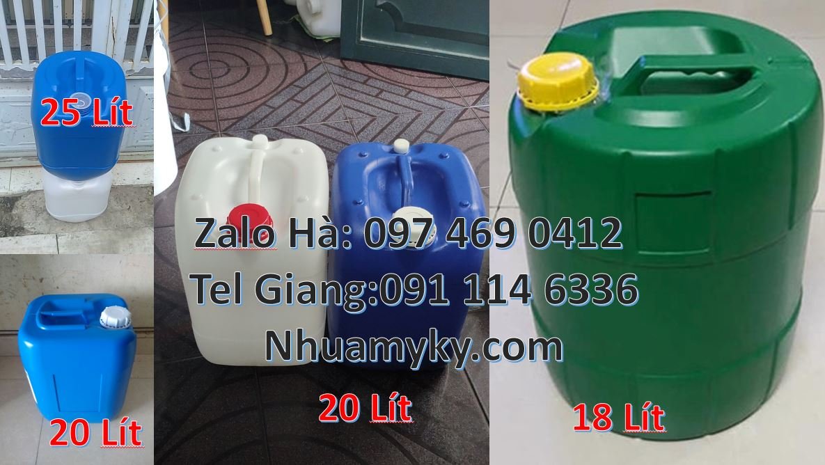 Bán can nhựa 18l có nắp thoát khí,can nhựa 20l vuông trắng đựng hóa ch