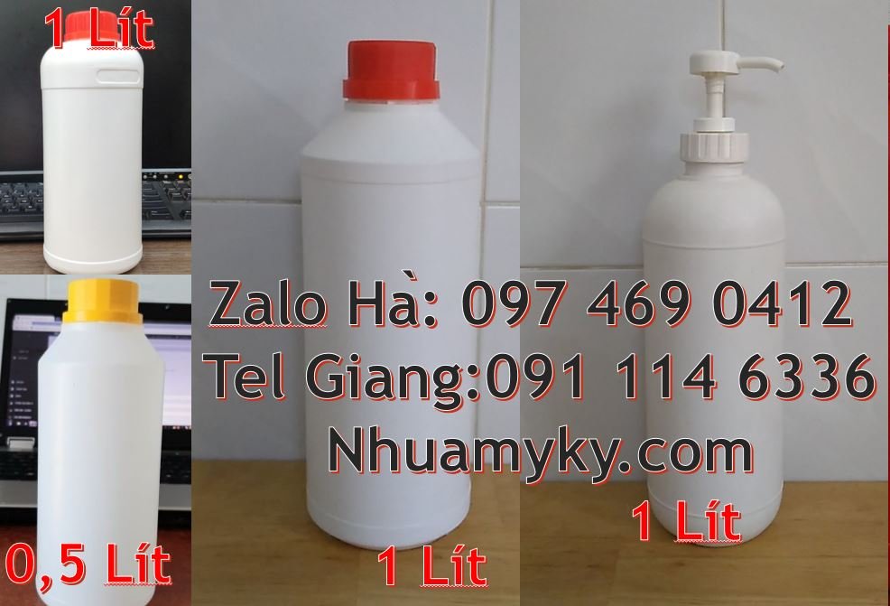 Bán chai nhựa 1 lít có nắp thoát khí màu trắng,chai nhựa 0.5l đựng dầu