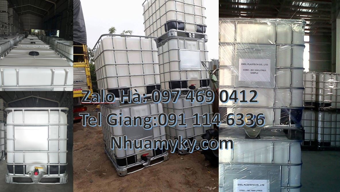 Bán thùng nhựa ibc 1000l vuông trắng có khung thép,thùng nhựa 1000l rẻ