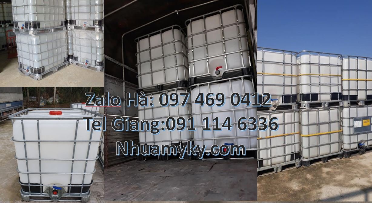 Bán thùng nhựa ibc 1000l vuông trắng có khung thép,thùng nhựa 1000l rẻ