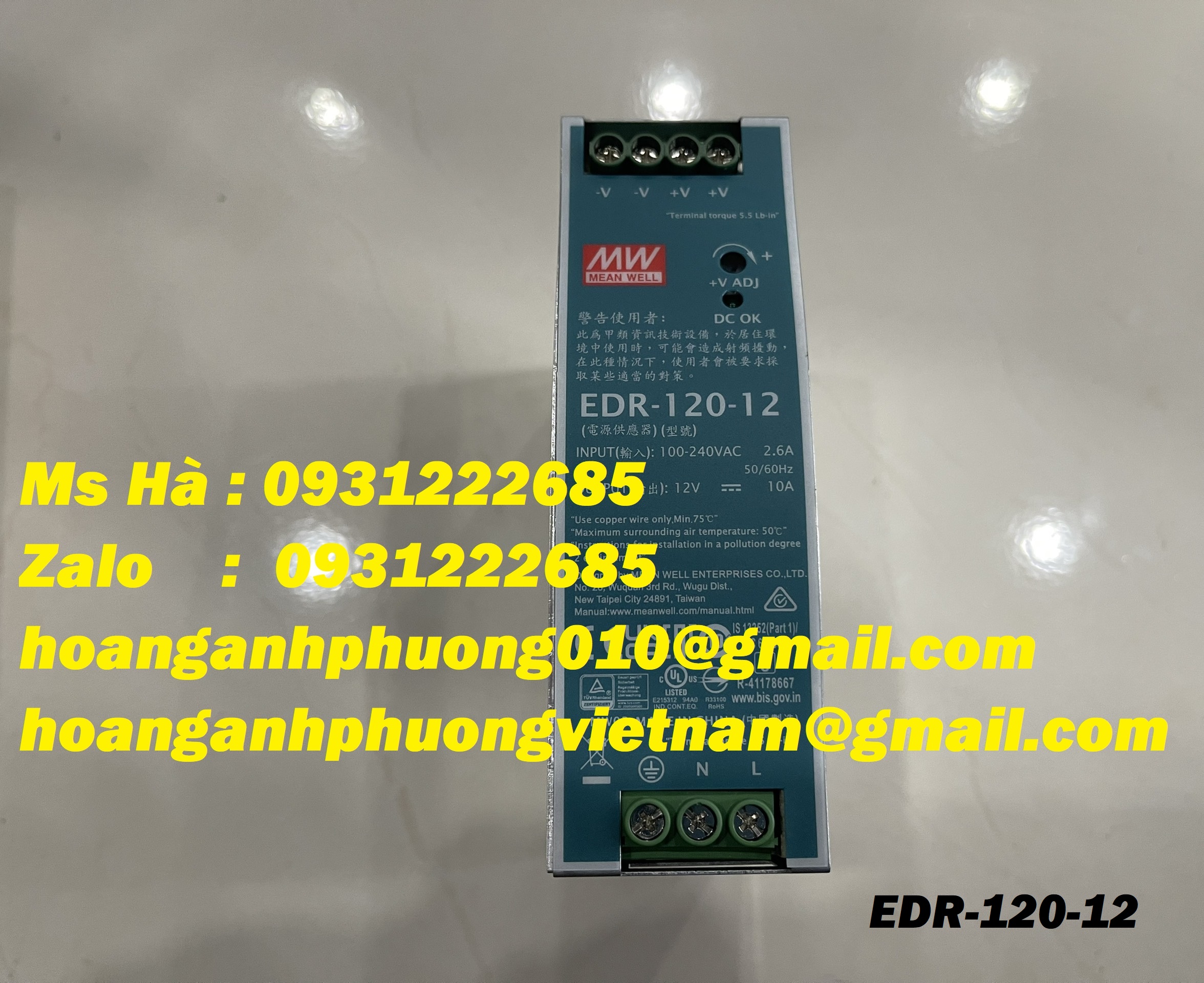 Bộ nguồn DIN Rail EDR-120-12 meanwell - giá cạnh tranh