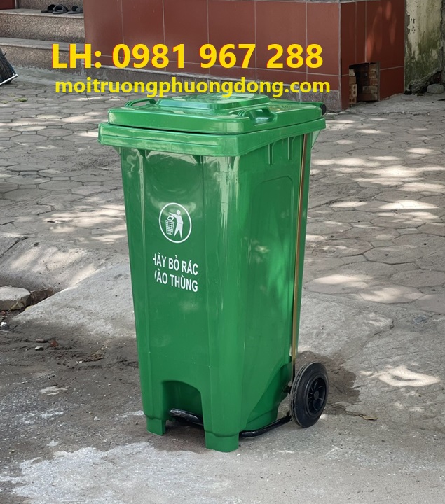 Thùng rác đạp chân ngoài trời 120L giá rẻ tại Hà Đông