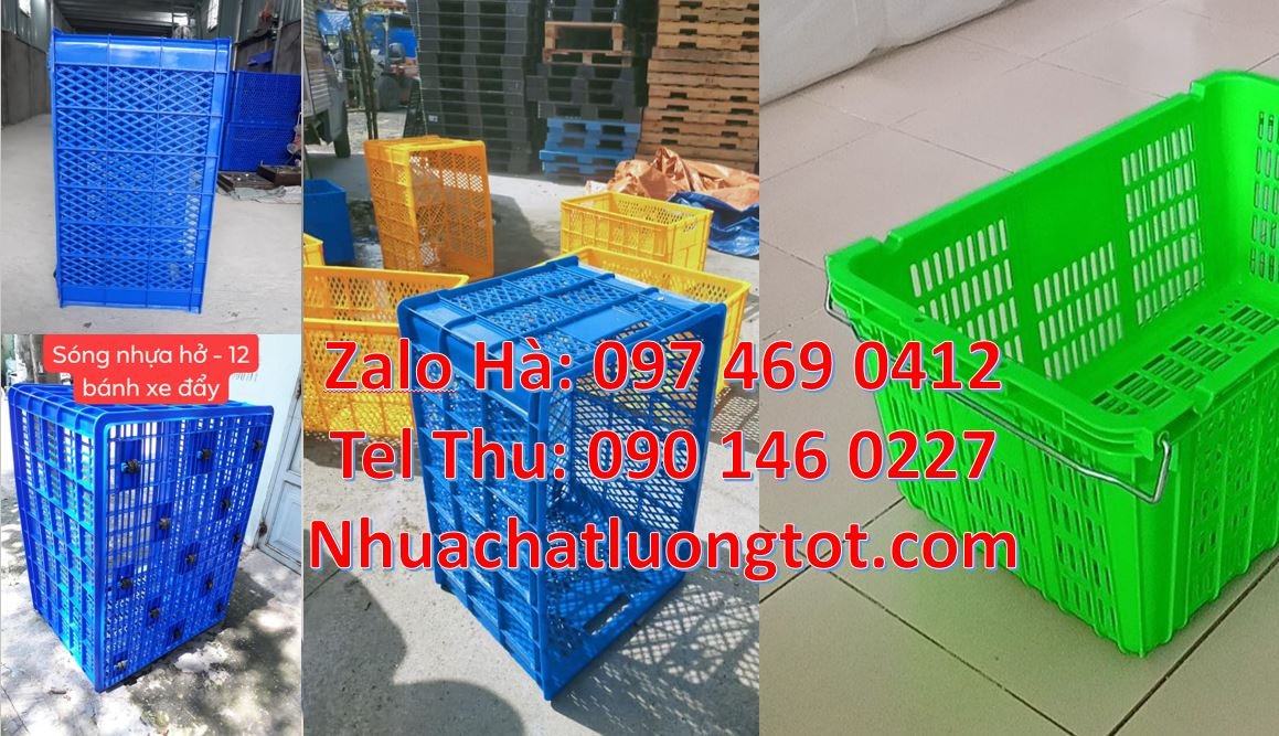 Bán sóng nhựa hở bít chất lượng cao,sóng nhựa 5 bánh xe đựng rau củ qu