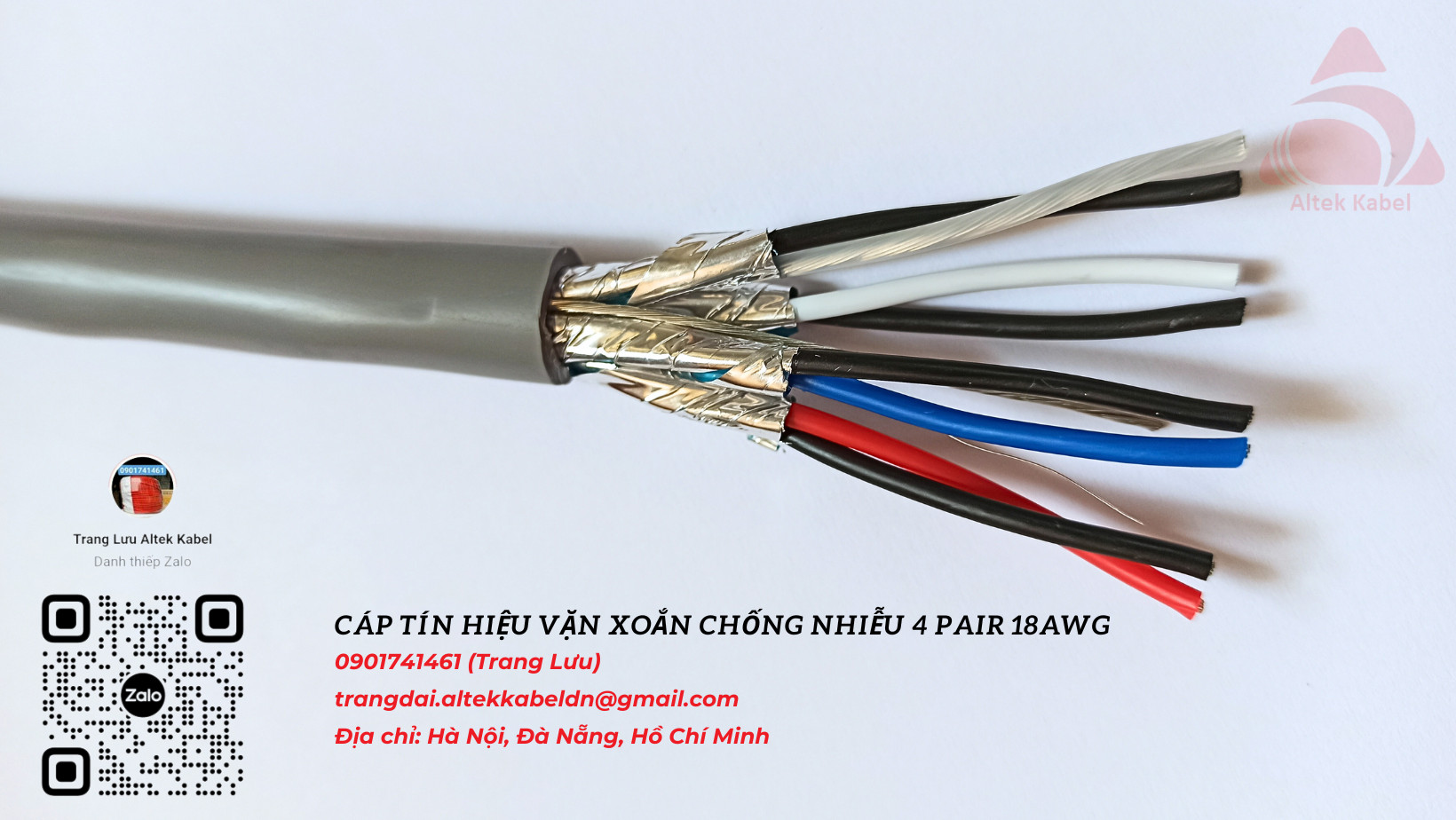 Cáp tín hiệu vặn xoắn chống nhiễu 18 AWG Altek Kabel
