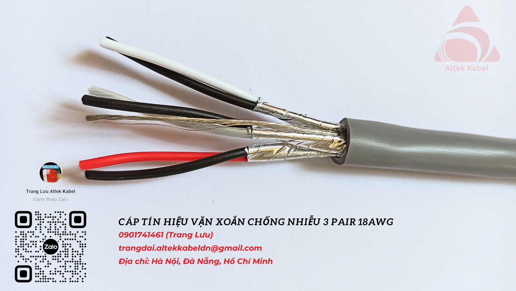 Cáp tín hiệu vặn xoắn chống nhiễu 18 AWG Altek Kabel