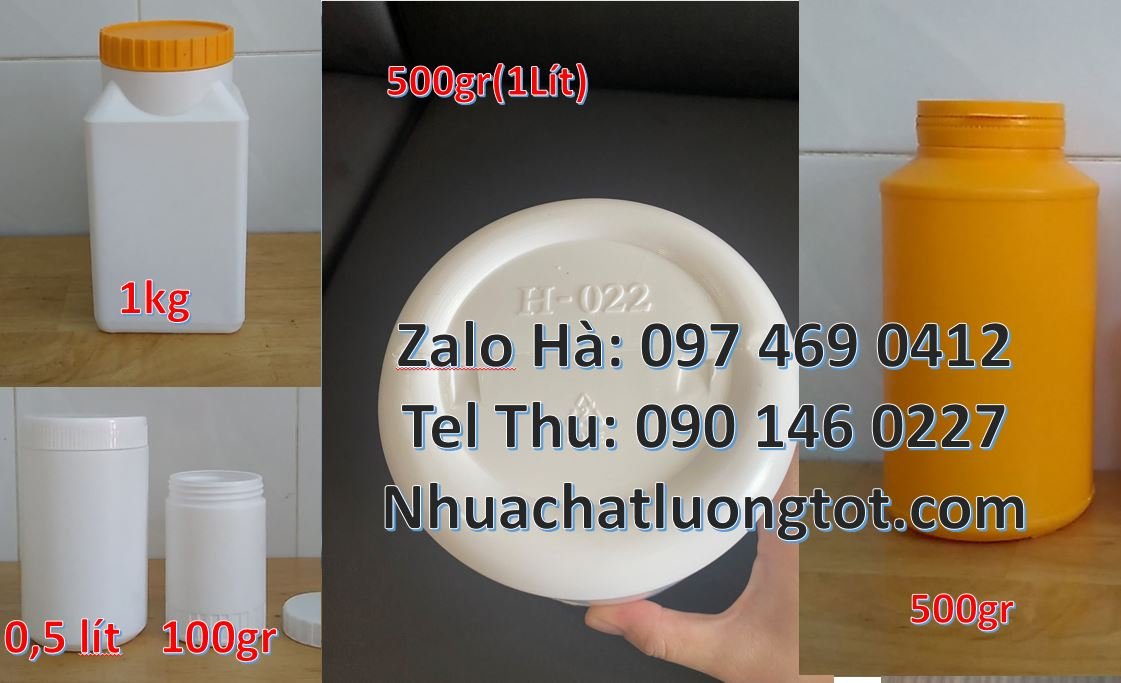 Bán hũ nhựa 500g đựng sữa bột,hũ nhựa tròn 250g trắng nắp vặn giá rẻ h