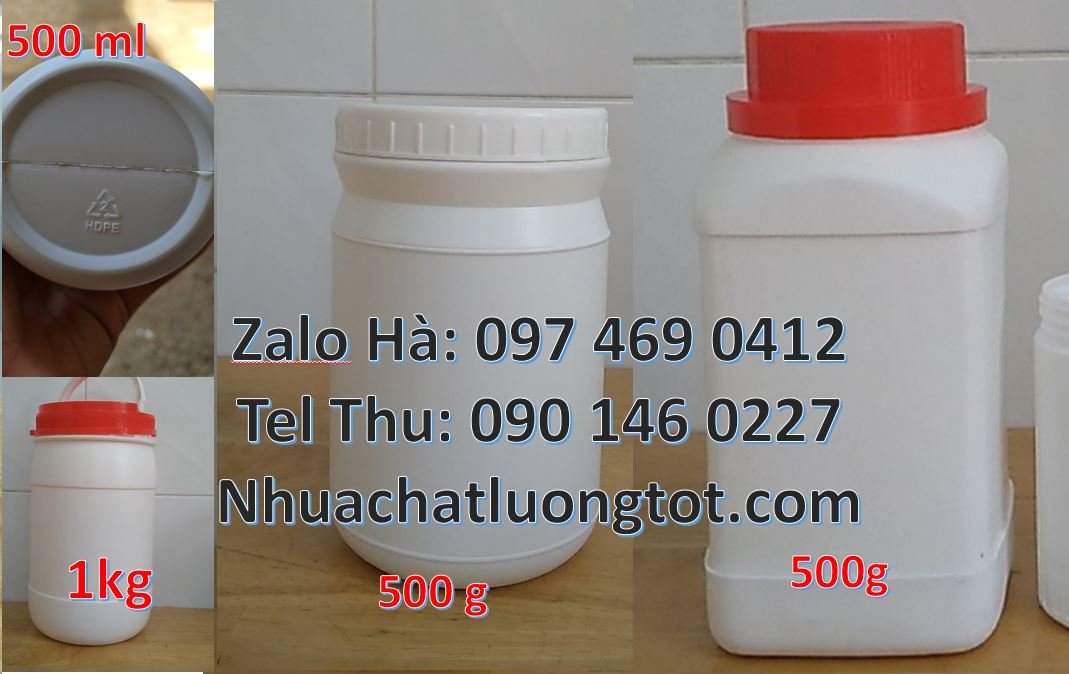 Bán hũ nhựa 500g đựng sữa bột,hũ nhựa tròn 250g trắng nắp vặn giá rẻ h