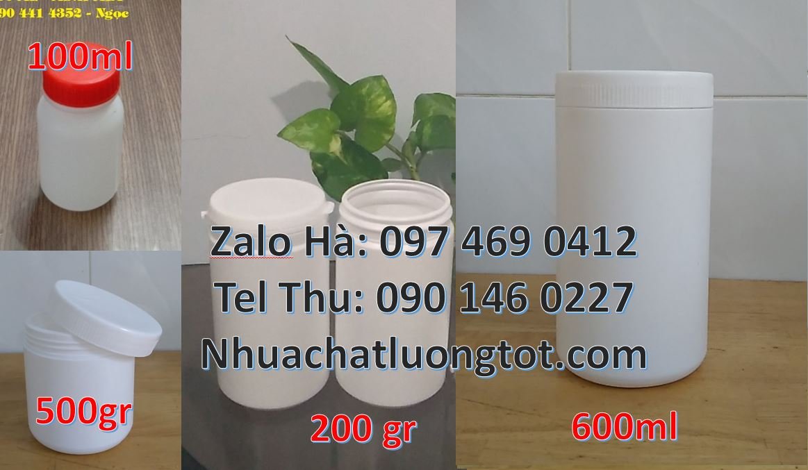 Bán hũ nhựa 500g đựng sữa bột,hũ nhựa tròn 250g trắng nắp vặn giá rẻ h