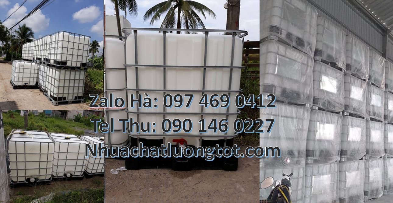 Bán tank nhựa 1000l có van chiết rót màu trắng,thùng nhựa 1000l có khu