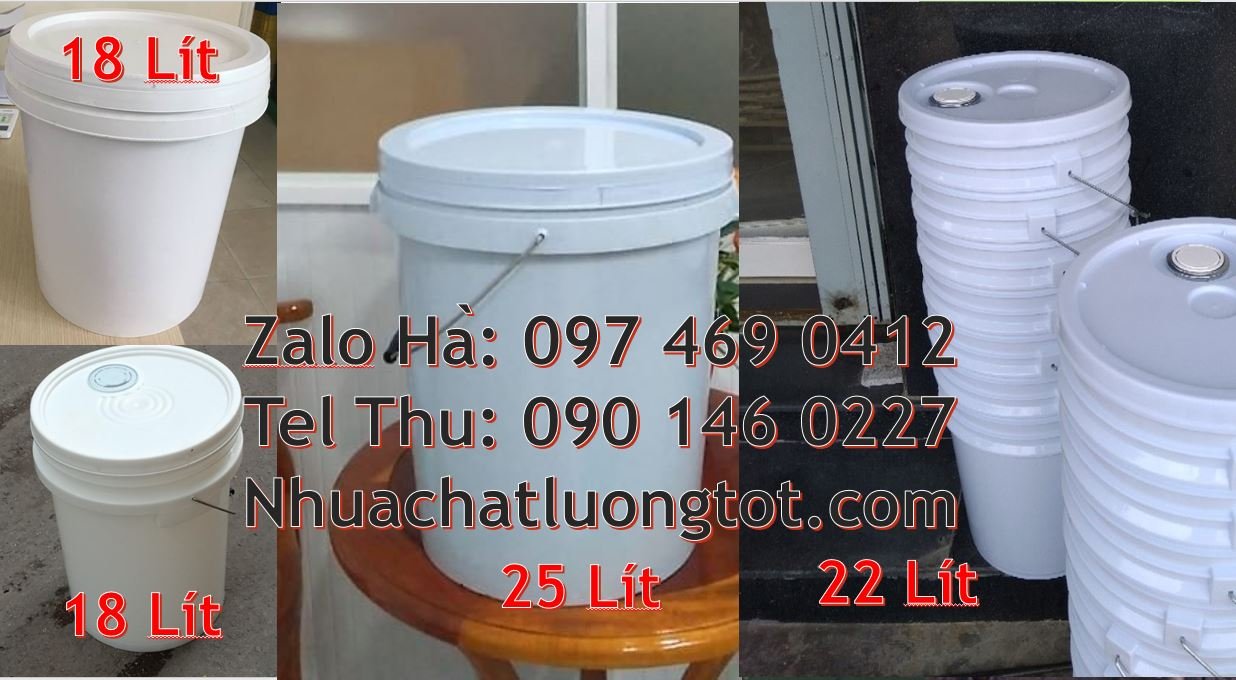 Bán thùng nhựa đựng sơn 22l trắng có quai xách,thùng sơn 20l nắp đậy
