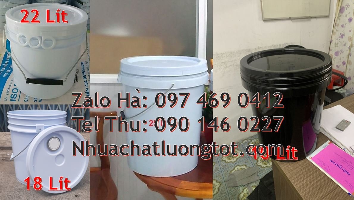 Bán thùng nhựa đựng sơn 22l trắng có quai xách,thùng sơn 20l nắp đậy