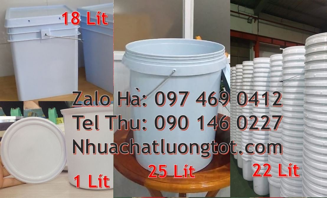 Bán thùng nhựa đựng sơn 22l trắng có quai xách,thùng sơn 20l nắp đậy