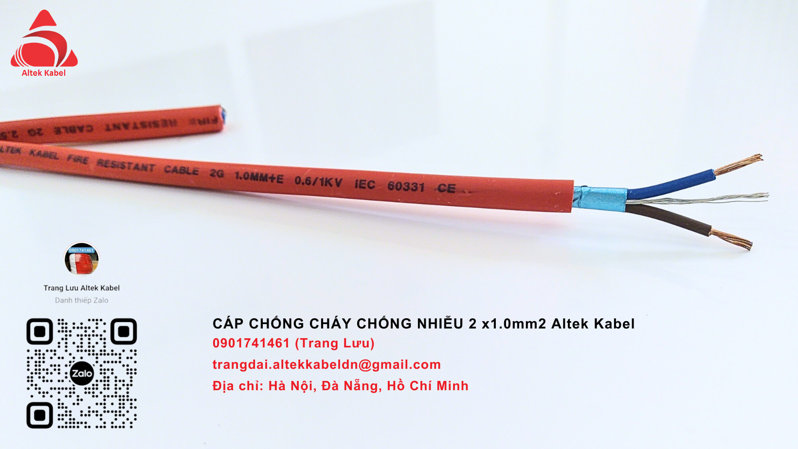 Cáp tín hiệu báo cháy chống cháy chống nhiễu 2x.1.0mm