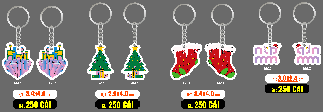 Móc khóa quà tặng mùa Noel giá rẻ, thiết kế theo yêu cầu