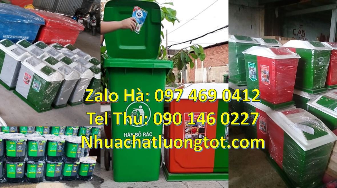 Bán thùng phân loại rác 2 ngăn có nắp đậy,thùng rác 3 ngăn 3 màu giá r